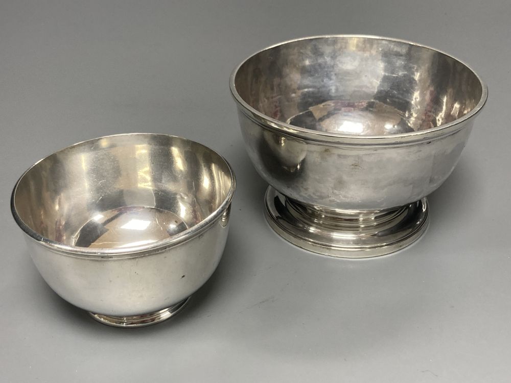 Two silver sugar bowls, with obliterated hallmarks and new London Assay Office hallmarks, largest diameter 11.5cm,